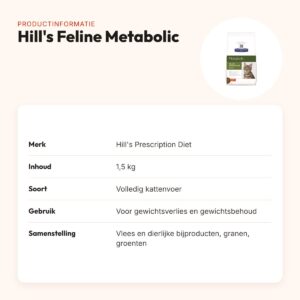 Hill's Prescription Diet kattenvoer Feline Metabolic 1,5 kg – productinformatie