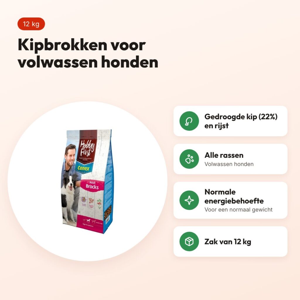 Hobbyfirst Canex hondenvoer Adult Brocks 12 kg – kip, alle rassen – voordelen