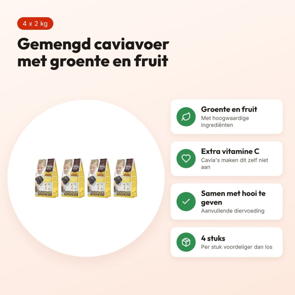 Hobbyfirst Hopefarms caviavoer Granola 2 kg – multipack 4 stuks – voordelen