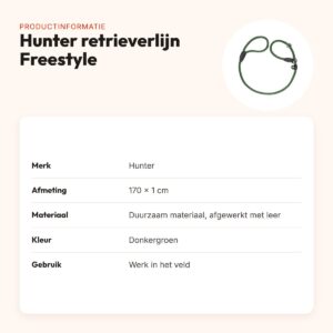 Hunter retrieverlijn Freestyle met stop donkergroen 170 x 1 cm – productinformatie