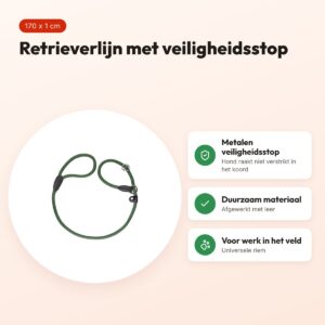 Hunter retrieverlijn Freestyle met stop donkergroen 170 x 1 cm – voordelen
