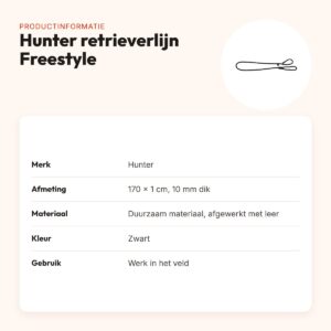 Hunter retrieverlijn Freestyle zwart 170 x 1 cm – 10 mm dik – productinformatie