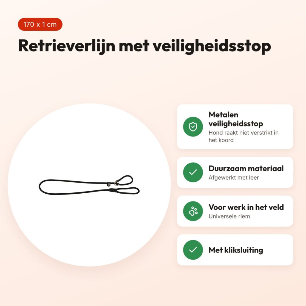 Hunter retrieverlijn Freestyle zwart 170 x 1 cm – 10 mm dik – voordelen
