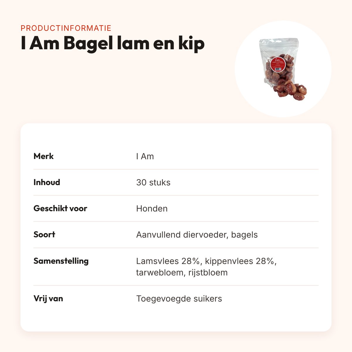 I Am Bagel lam en kip hondensnacks 30 stuks – 56% vlees – productinformatie