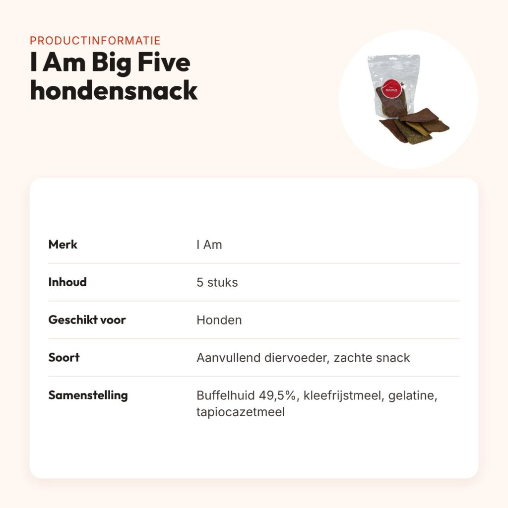 I Am Big Five hondensnack 5 stuks – zachte textuur – productinformatie