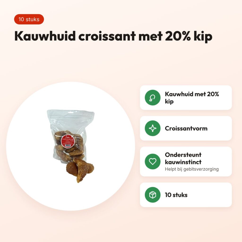 I Am Chicken Croissant kauwsnack 10 stuks – kauwhuid met 20% kip – voordelen