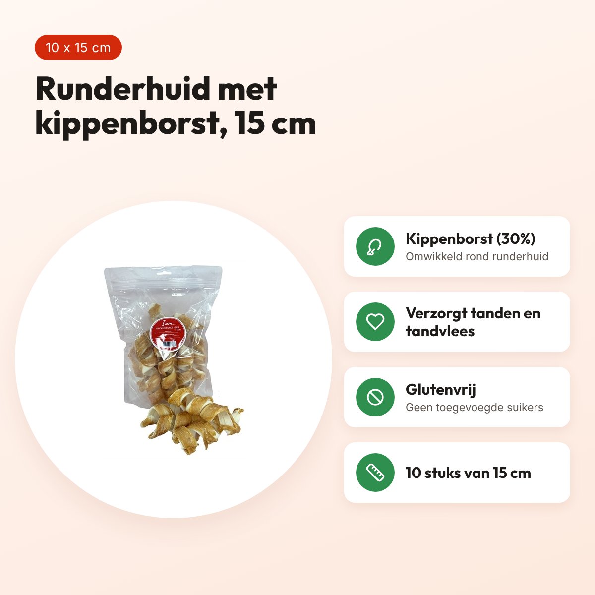 I Am Chicken Curl kauwsnack 15 cm – runderhuid met kippenborst, 10 stuks – voordelen