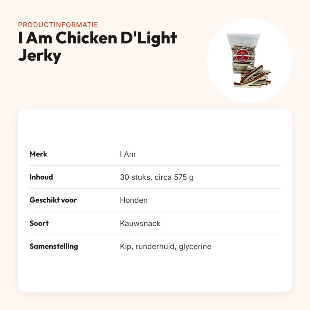 I Am Chicken D'Light Jerky hondensnack 30 stuks – kip en runderhuid – productinformatie