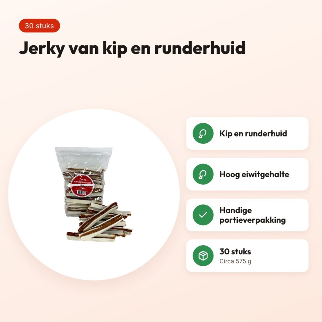 I Am Chicken D'Light Jerky hondensnack 30 stuks – kip en runderhuid – voordelen