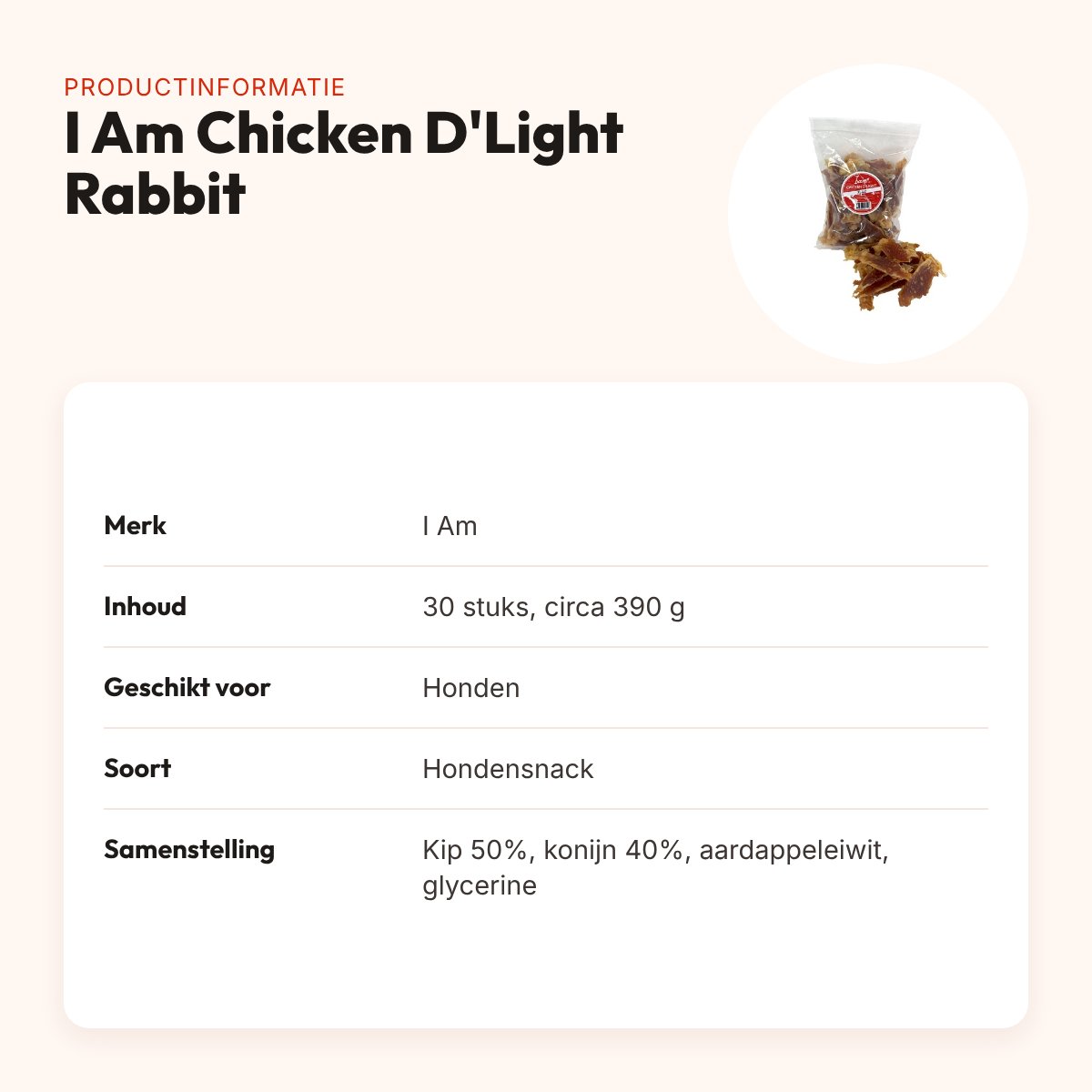 I Am Chicken D'Light Rabbit hondensnack 30 stuks – kip en konijn – productinformatie