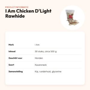 I Am Chicken D'Light Rawhide hondensnack 30 stuks – kip en runderhuid – productinformatie