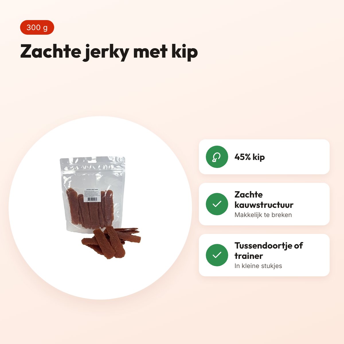 I Am Chicken Jerky zachte hondensnack 300 g – kipsmaak – voordelen