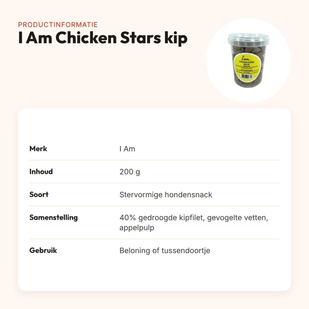 I Am Chicken Stars hondensnack kip 200 g – stervormig – productinformatie