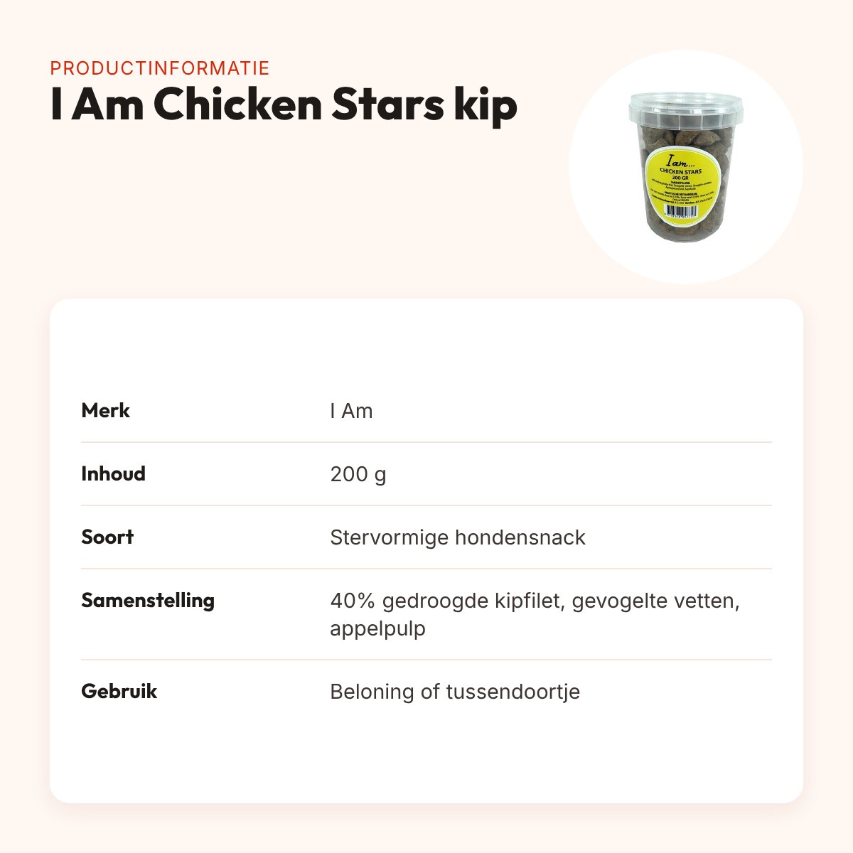 I Am Chicken Stars hondensnack kip 200 g – stervormig – productinformatie