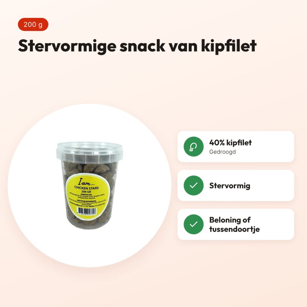 I Am Chicken Stars hondensnack kip 200 g – stervormig – voordelen