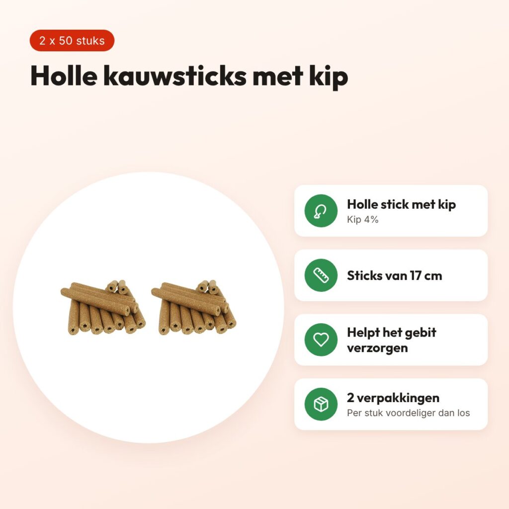 I Am chicken sticks rond kip kauwsnack hond 17 cm – multipack 2 x 50 stuks – voordelen