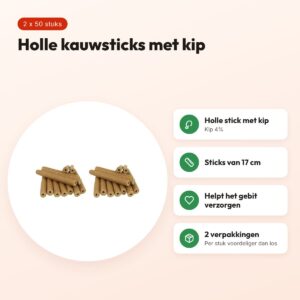 I Am chicken sticks rond kip kauwsnack hond 17 cm – multipack 2 x 50 stuks – voordelen