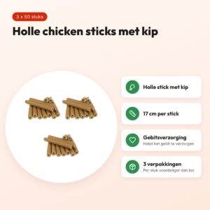 I Am chicken sticks rond kip kauwsnack hond 17 cm – multipack 3 x 50 stuks – voordelen