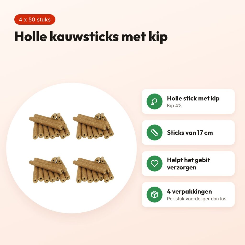 I Am chicken sticks rond kip kauwsnack hond 17 cm – multipack 4 x 50 stuks – voordelen