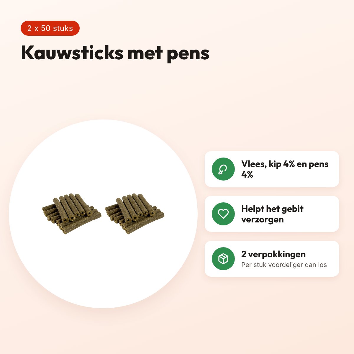 I Am chicken sticks rond pens kauwsnack hond – multipack 2 x 50 stuks – voordelen