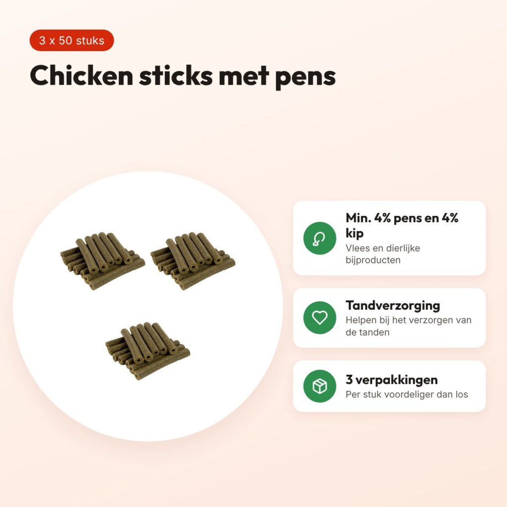 I Am chicken sticks rond pens kauwsnack hond – multipack 3 x 50 stuks – voordelen