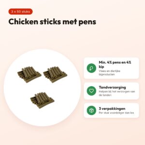 I Am chicken sticks rond pens kauwsnack hond – multipack 3 x 50 stuks – voordelen