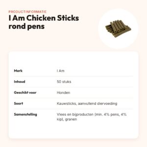 I Am Chicken Sticks rond pens – kauwsnacks voor honden, 50 stuks – productinformatie