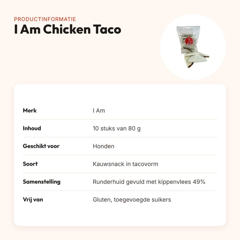 I Am Chicken Taco kauwsnack 80 g – runderhuid met kip, 10 stuks – productinformatie