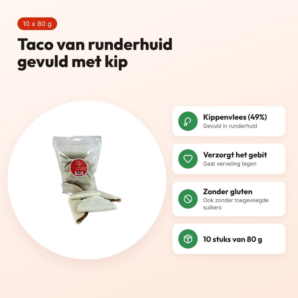 I Am Chicken Taco kauwsnack 80 g – runderhuid met kip, 10 stuks – voordelen