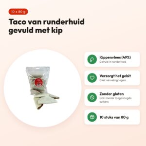 I Am Chicken Taco kauwsnack 80 g – runderhuid met kip, 10 stuks – voordelen