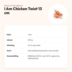 I Am chicken twist 13 cm 500 g – kauwsnack van kip en buffelhuid – productinformatie