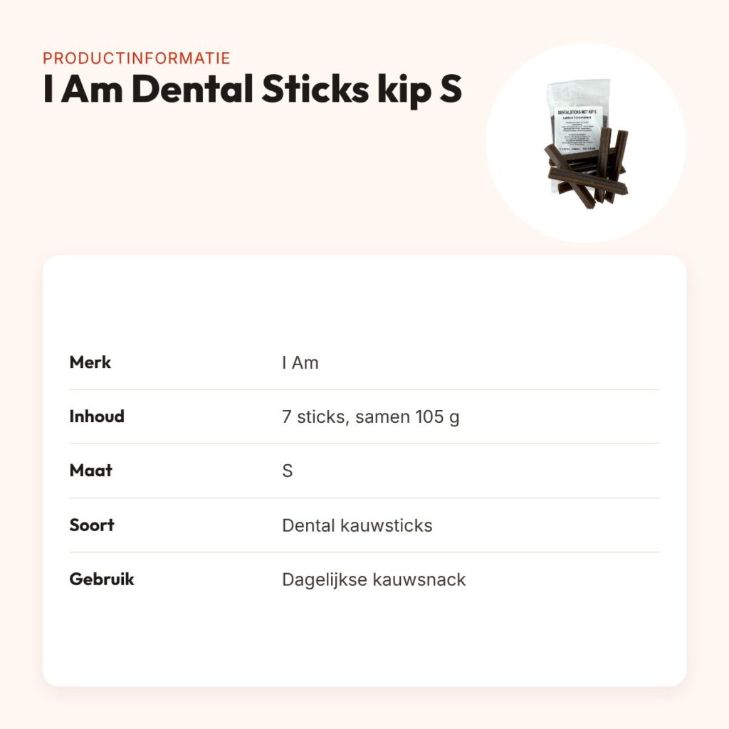 I Am Dental Sticks kip S 105 g – kauwsnack voor honden, 7 stuks – productinformatie