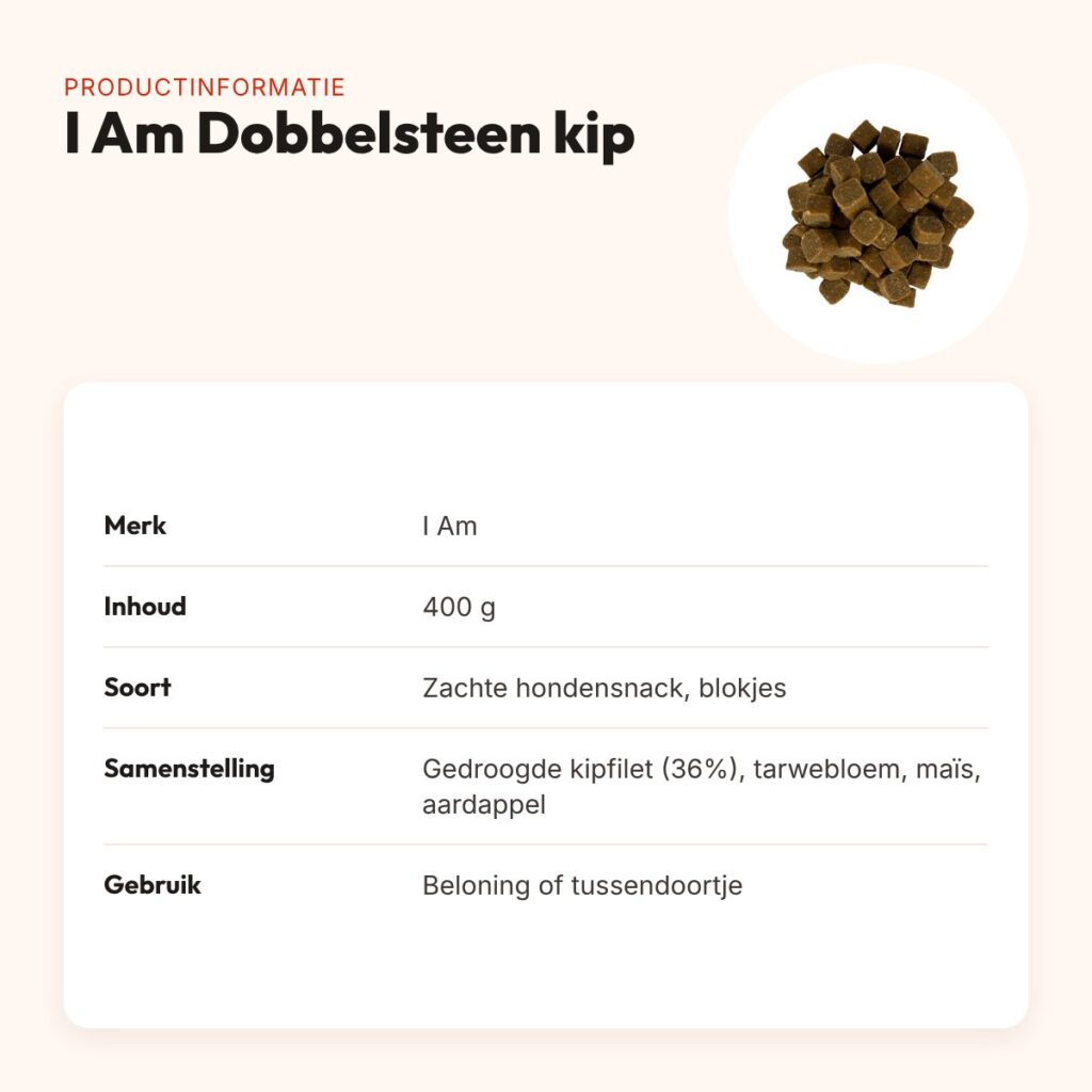I Am Dobbelsteen kip 400 g – zachte hondensnack in blokjes – productinformatie
