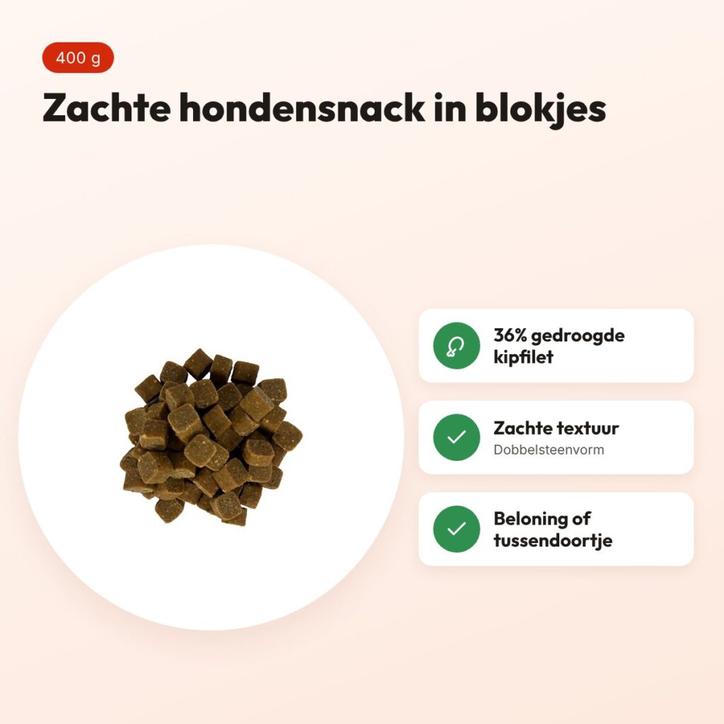 I Am Dobbelsteen kip 400 g – zachte hondensnack in blokjes – voordelen