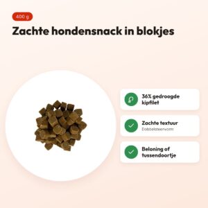 I Am Dobbelsteen kip 400 g – zachte hondensnack in blokjes – voordelen