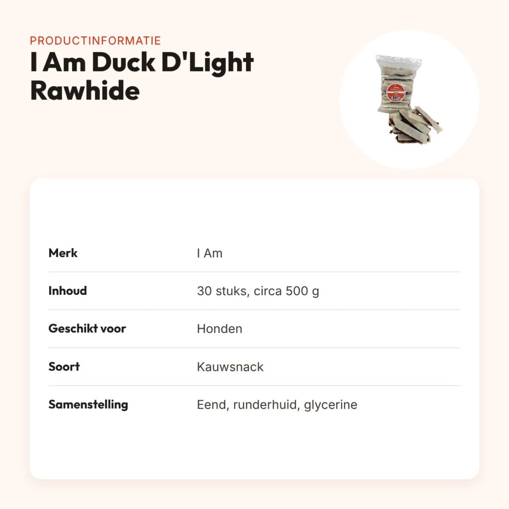 I Am Duck D'Light Rawhide hondensnack 30 stuks – eend en runderhuid – productinformatie