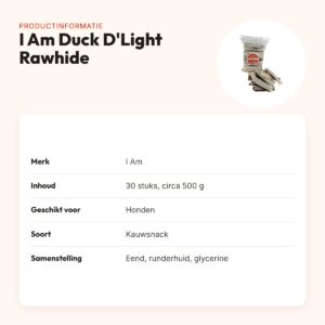 I Am Duck D'Light Rawhide hondensnack 30 stuks – eend en runderhuid – productinformatie