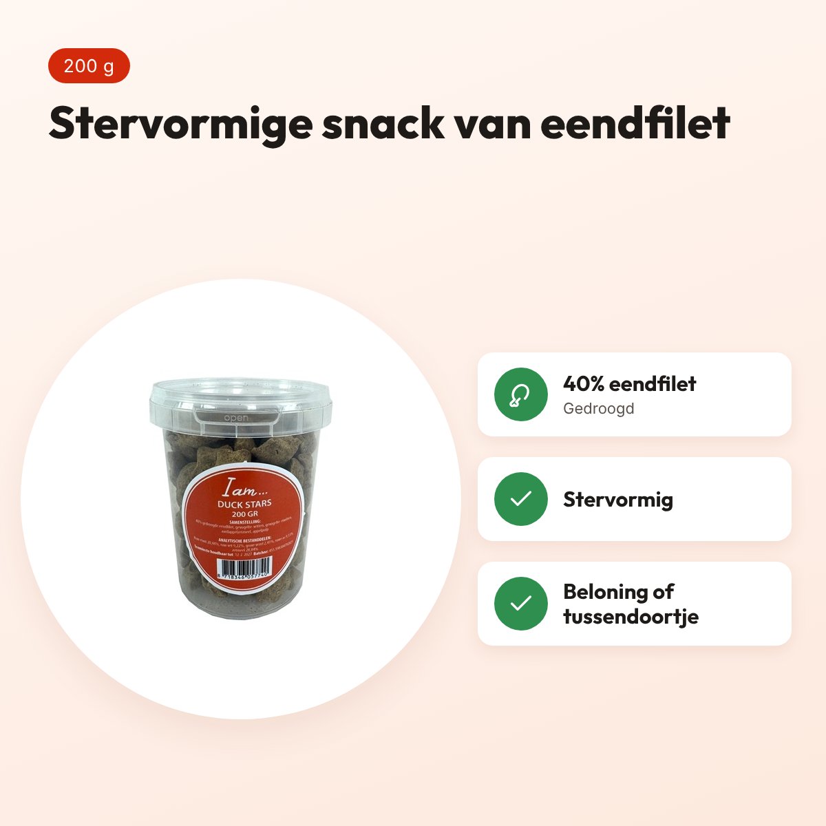 I Am Duck Stars hondensnack eend 200 g – stervormig – voordelen