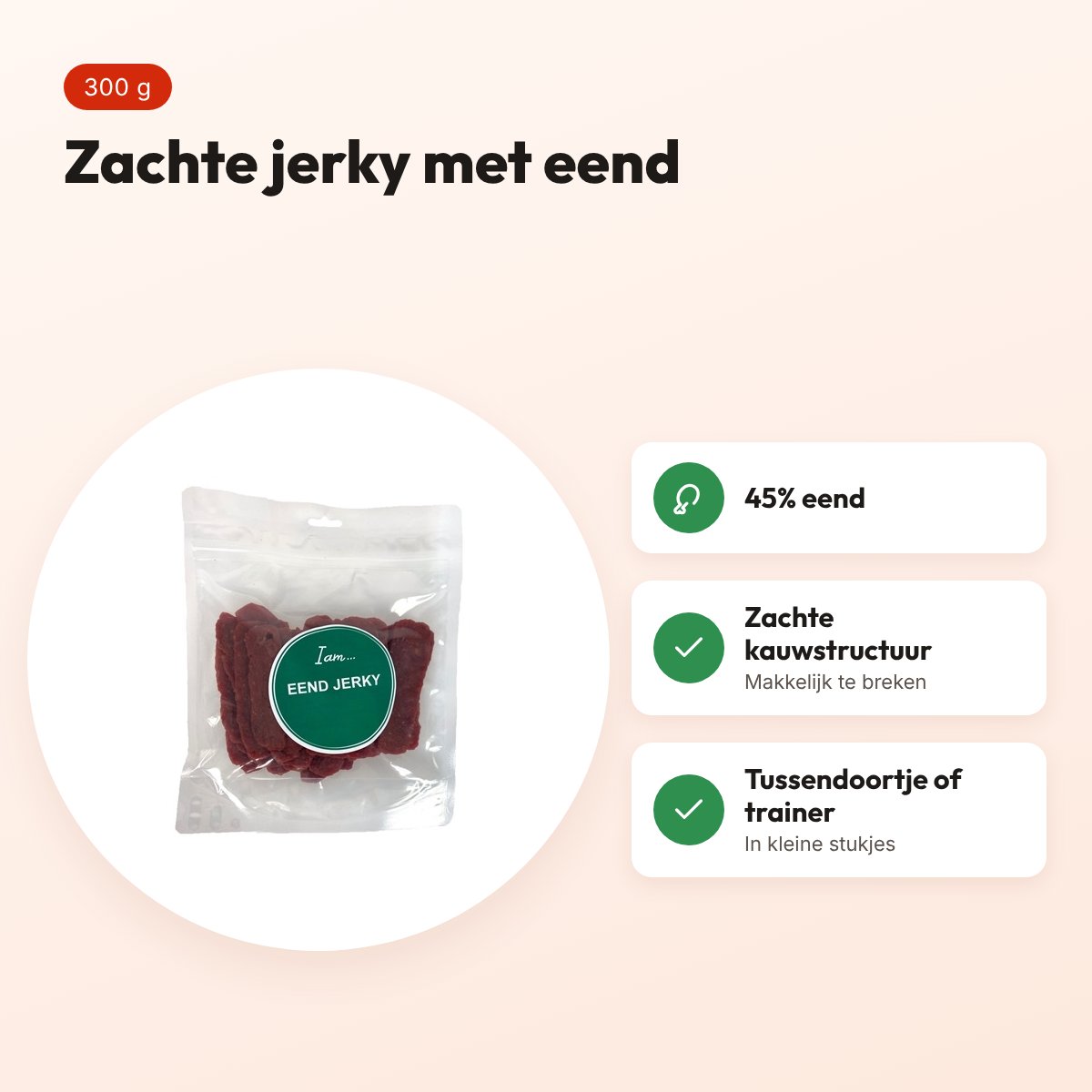 I Am Eend Jerky zachte hondensnack 300 g – eendsmaak – voordelen