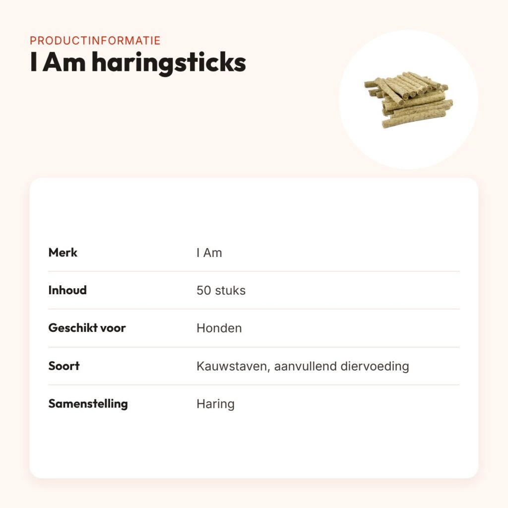 I Am haringsticks hondensnacks 50 stuks – kauwstaven van haring – productinformatie