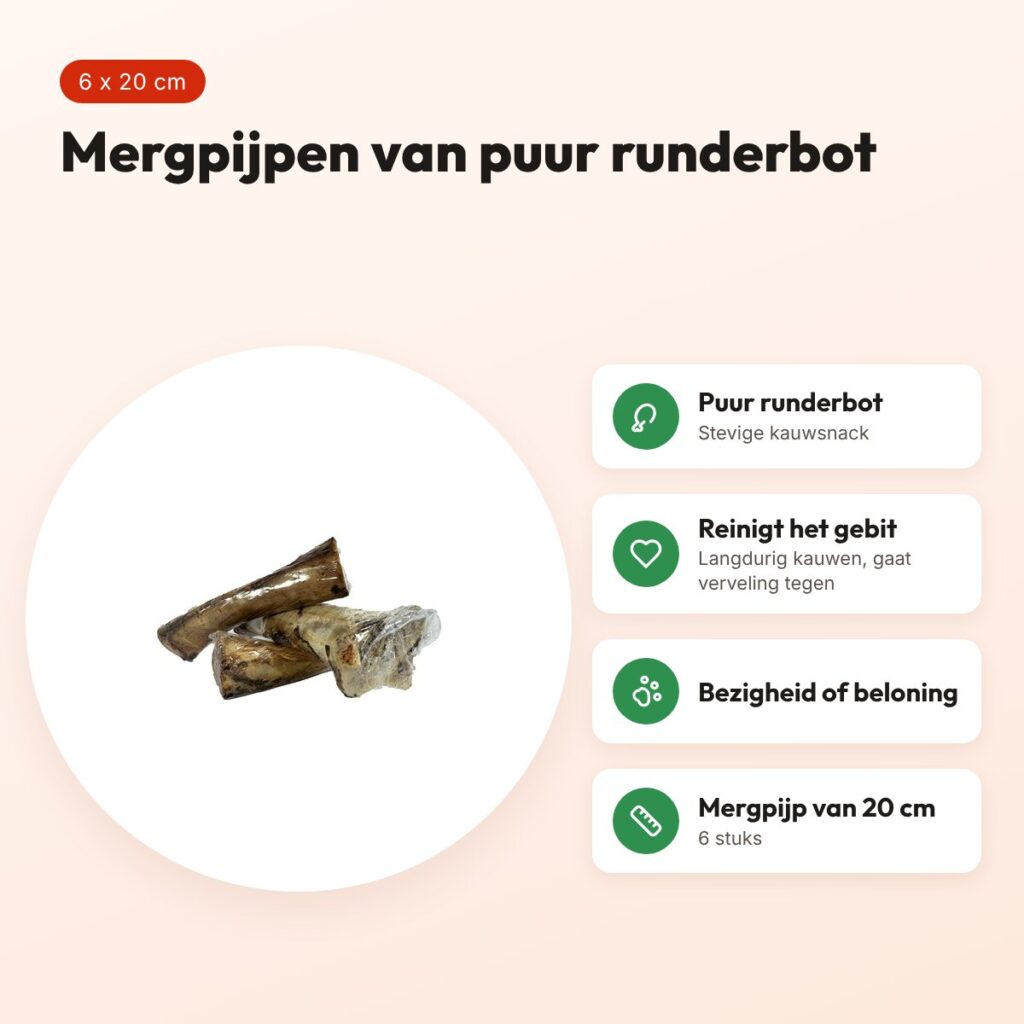 I Am hondenkauwsnack mergpijp 20 cm – runderbot, 6 stuks – voordelen