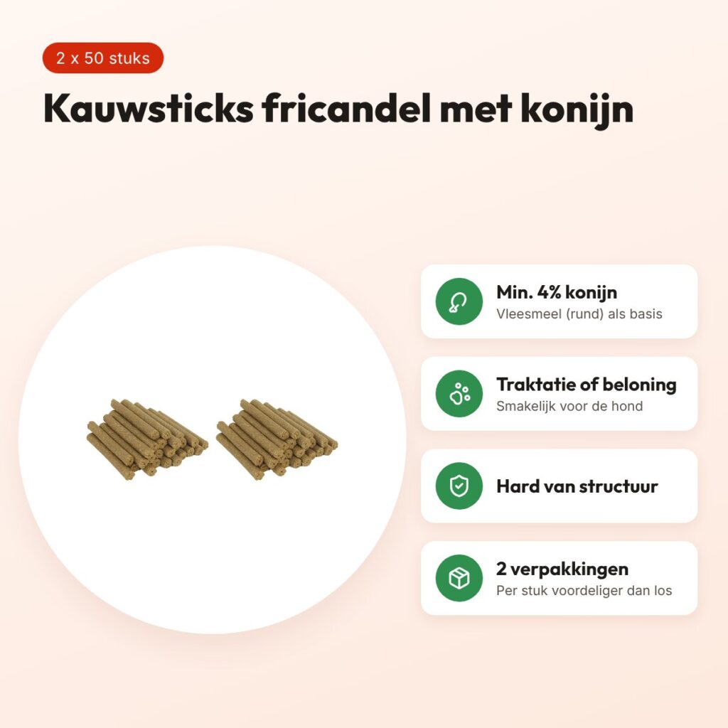 I Am hondenkauwsticks fricandel met konijn – multipack 2 x 50 stuks – voordelen