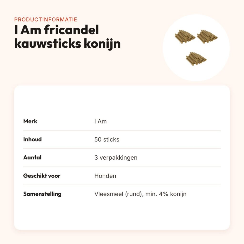 I Am hondenkauwsticks fricandel met konijn – multipack 3 x 50 stuks – productinformatie