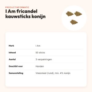 I Am hondenkauwsticks fricandel met konijn – multipack 3 x 50 stuks – productinformatie