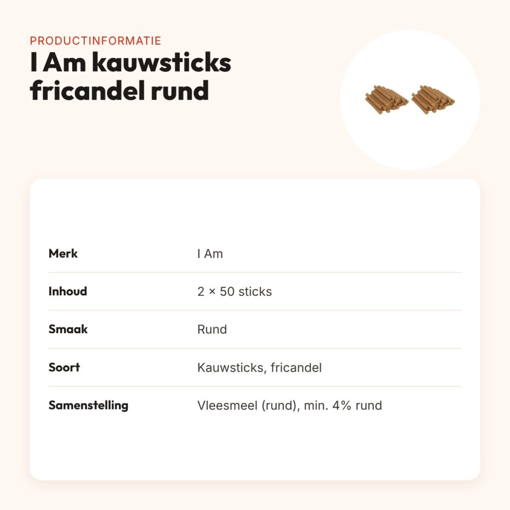 I Am hondenkauwsticks fricandel met rund – multipack 2 x 50 stuks – productinformatie