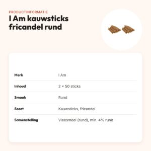 I Am hondenkauwsticks fricandel met rund – multipack 2 x 50 stuks – productinformatie