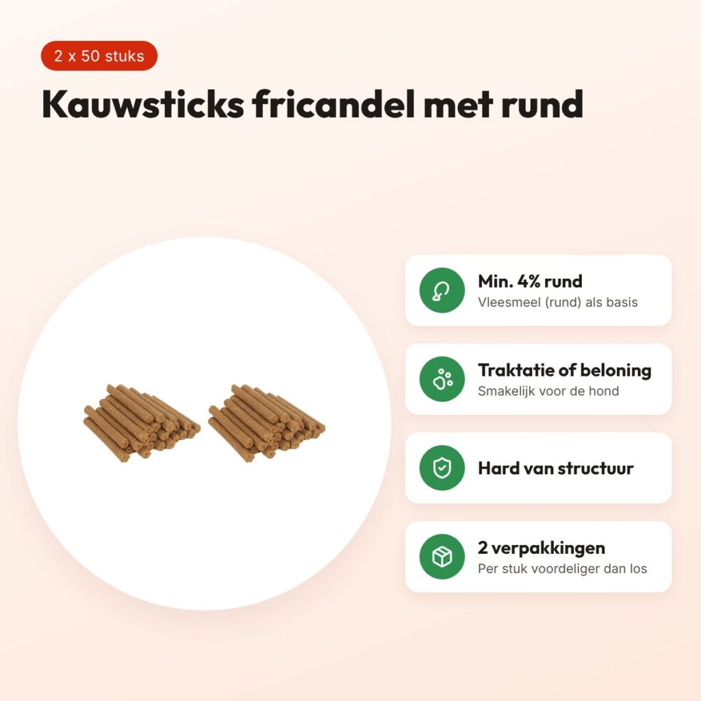I Am hondenkauwsticks fricandel met rund – multipack 2 x 50 stuks – voordelen