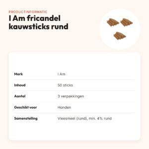 I Am hondenkauwsticks fricandel met rund – multipack 3 x 50 stuks – productinformatie