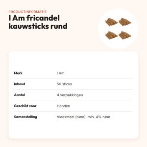I Am hondenkauwsticks fricandel met rund – multipack 4 x 50 stuks – productinformatie