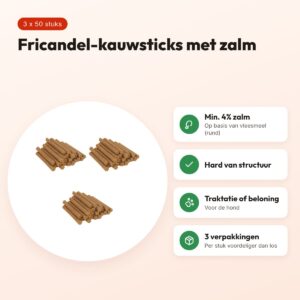 I Am hondenkauwsticks fricandel met zalm – multipack 3 x 50 stuks – voordelen